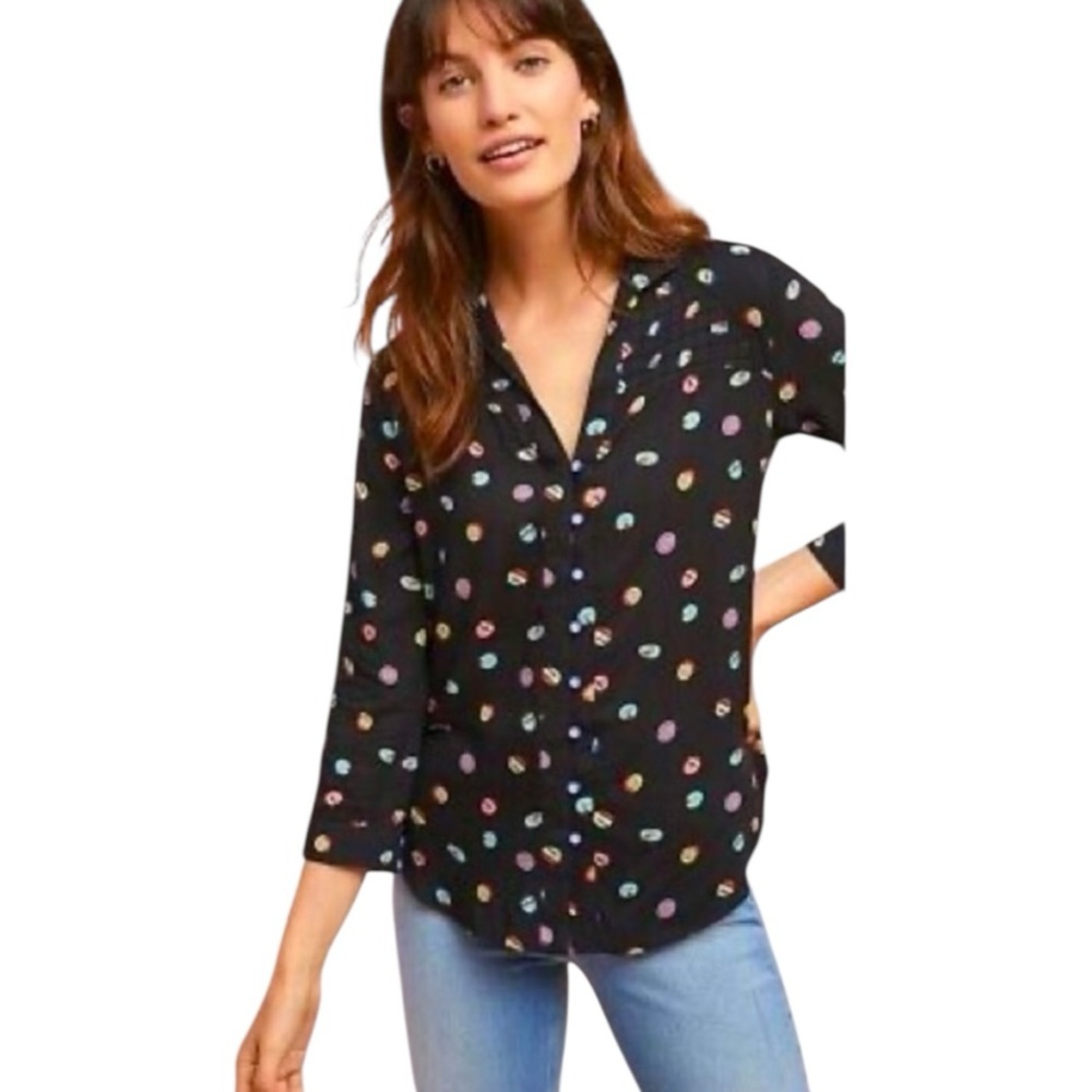 Anthropologie 13 of 52 Conversations Button Down Blouse size 6